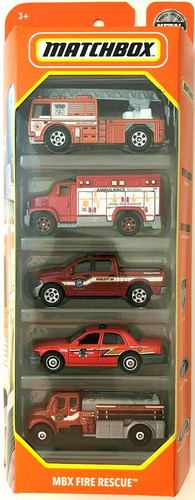 Matchbox Mbx Fire Rescue - Paquete De 5 Vehculos A Escala 1: