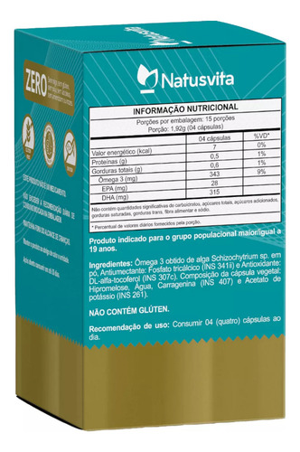Ômega 3 Vegano Microalgas Natusvita 120 Cápsulas