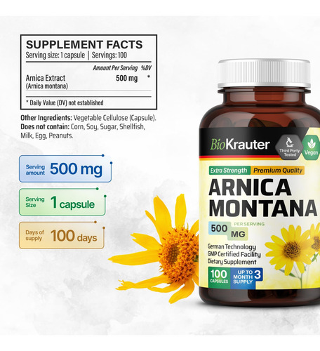 Suplemento Mauwe Herbs Arnica Em Cápsulas 100 Cápsulas