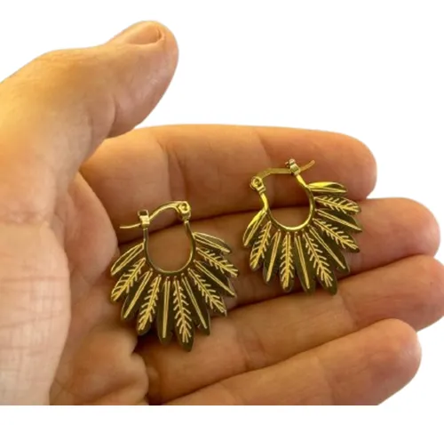 comprar Aros Mujer Hombre Plumas Chapado Oro 18k Acero Inoxidable
