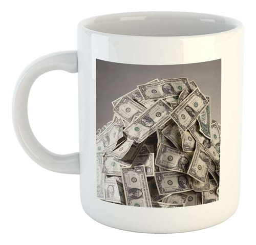 Taza Ceramica Dinero Montaña De Dolares Plata Billete M2