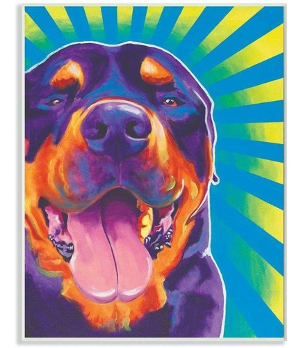 Stupell Home Décor Rottweiler On Bright Colors Graphic...