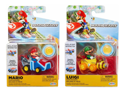 Super Mario Kart, Set 2 Figuras, 1 Mario + 1 Luigi, Fricción