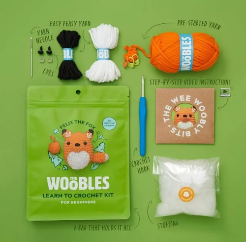 New Woobles Easy Peasy Yarn Beginner Crochet Toy Kit