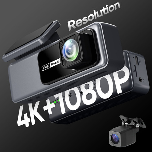 Cámara De Salpicadero Hd Frontal Y Trasera De 4k Para Coches