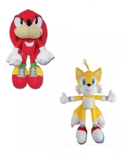 3 Bonecos Pelúcia Sonic Tails Knucles 35cm Antialérgico