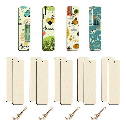100 Marcapáginas De Madera En Blanco Con Cuerdas De Madera Color Wood Color Floral