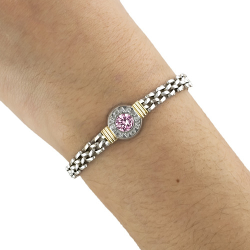 Imagen 4 de 10 de Pulsera Plata Y Oro Mujer Cubic Y Onix - Payasón Regalo