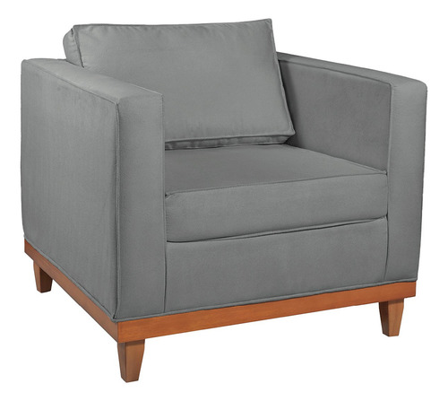Kit Sofa 3 Lugares E 2 Poltronas Europa 180 Cm Bouclé Cor Cinza