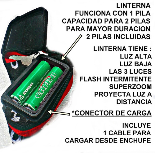 Potente Linterna Frontal Led Casco Casa Camping Ciclismo