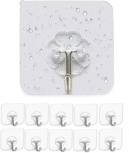 Pack 10 Unidades Gancho Para Pared / Metálico Con Adhesivo