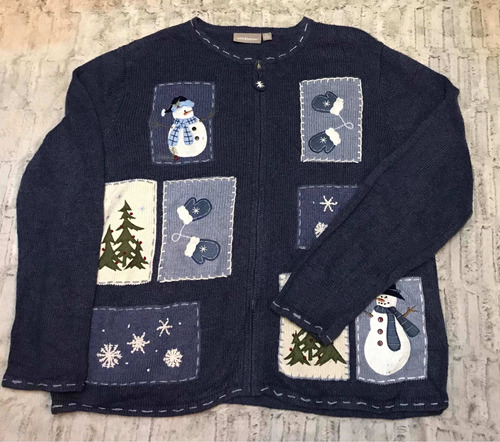 Ugly Sweater Navideño Croft&barrow Azul Mujer Talla Xl