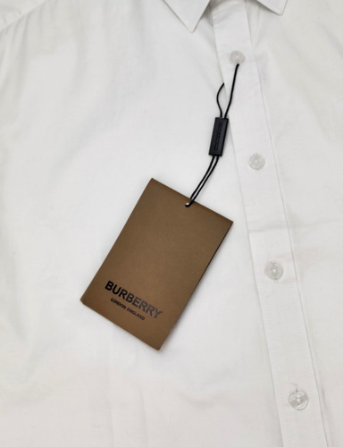 Camisa Burberry Blanca Lisa Con Los Puños A Cuadros