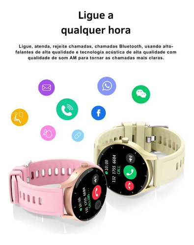 Smartwatch Feminino E Masculino Com Gps E Medidor De Pressão Dourado-escuro Dourado-escuro