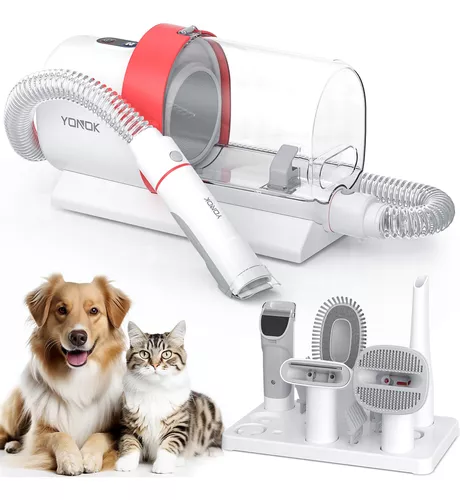  Kit de aspiradora de aseo de mascotas, aspiradora de pelo de  perro y cepillo para pelos de perros, con 5 herramientas de aseo de mascotas  para perros, gatos y otros animales (