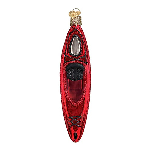 Kayak Rojo Adorno De Vidrio Soplado Árbol De Navidad