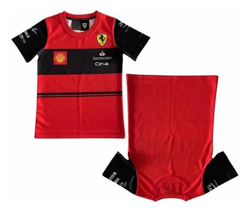 Traje De Carreras F1 Ferrari Para Niños Con Cuello Redondo
