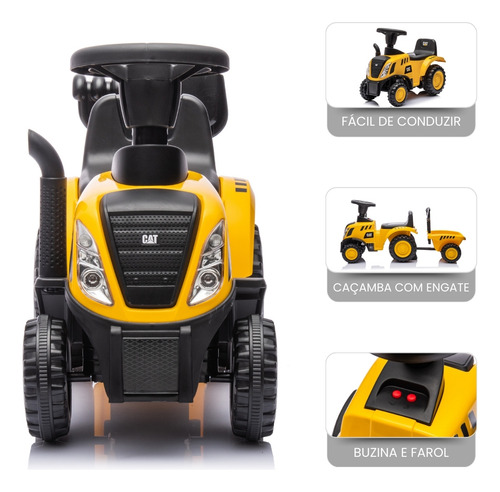 Carrinho Andador Infantil Com Caçamba Caterpillar Cor Amarelo 3020