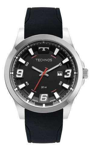 Relógio Technos Masculino 2115mxs/2p Aço Prata Borracha