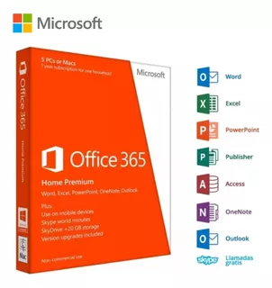 Lincencia Fisica Microsoft Office 365 Hogar Premium 5pc, Mac