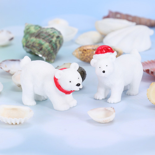 6pcs Christmas Miniature Polar Bear Adornment Creative Bear