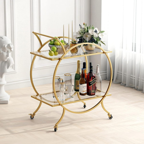 Carrito Bar Dorado Ruedas Giratorias/bloqueables Lormiter
