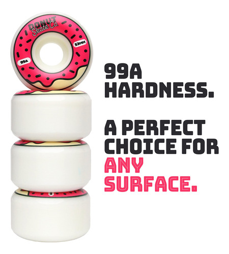 Rodas De Skate Donut Skate Co. 53mm - 99a Resistentes Ao Des