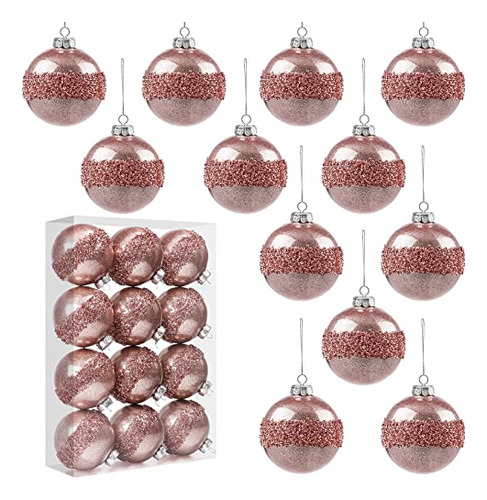 Set Of 12 Plastic Christmas Balls 3.15 Inches Shatterpr...