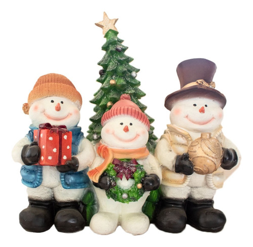 Muñecos De Nieve Decorativo Navideño Arbol Navidad Resina 