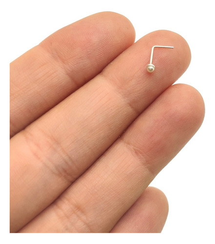 Piercing Nostril Poste Para Nariz Con Perla De Plata Ley 925 Color Blanco