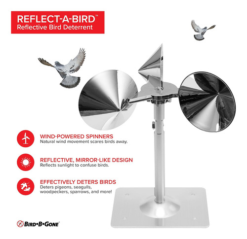 Espejos Disuasorios Bird-b-gone Que Reflejan Un Ave, Cromado
