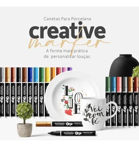 Caneta Creative Marker Porcelana Compactor Preta