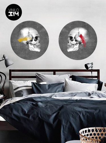 Vinilos Decorativos Craneos 06 Arte Skull 2 Sticker De 55x55 Color Multicolor
