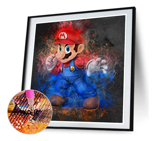 Q Mario Painting De Diamante 5d, Bricolaje, Con Forma De