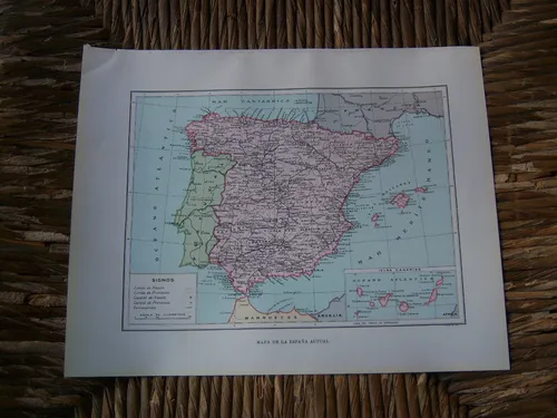 Mapa De España . Impreso En 1948 (Usado)