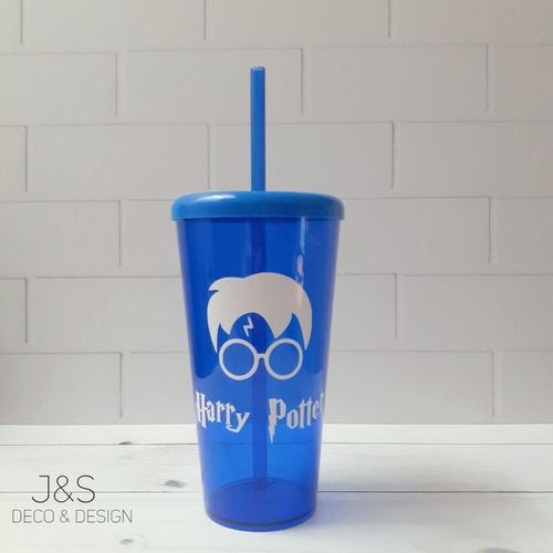 Vaso Acrílico Con Tapa Personalizado Personaje Harry Potter