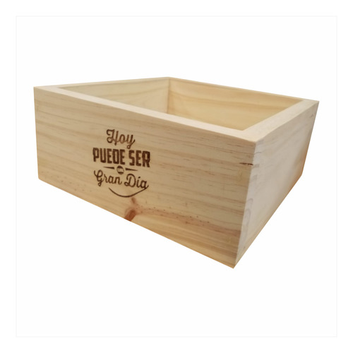 Caja Artesanal En Madera Grabado Láser- Hoy Puede 25x25x10cm