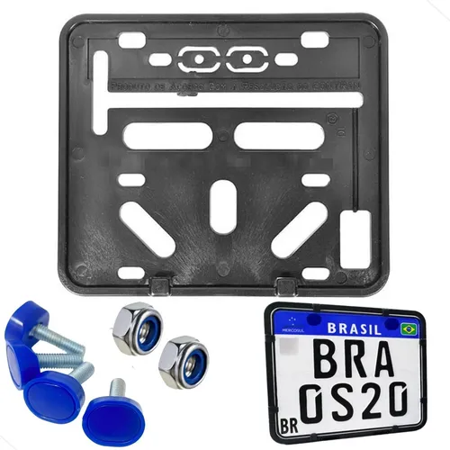 Suporte Protetor Placa Moto Mercosul Com Lacres Antifurto
