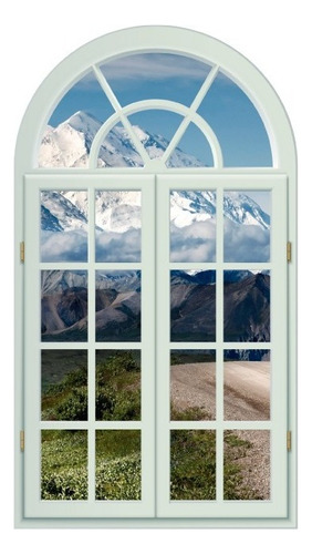 Vinilo Decorativo Ventana Paisaje Monte Sticker Gigante Color Multicolor