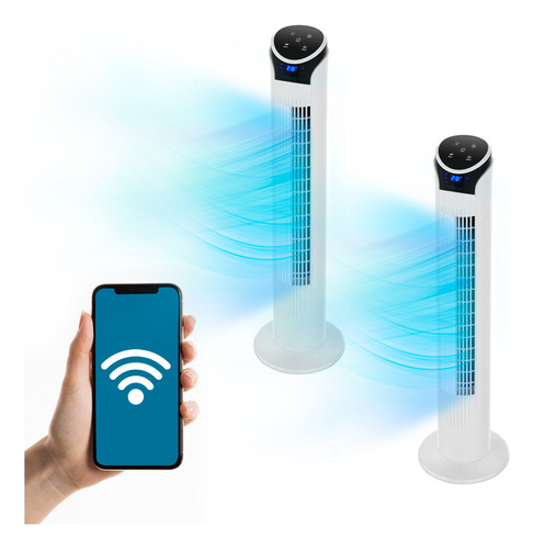 Set 2 Ventiladores Wifi De Torre Inteligente Smart Digital