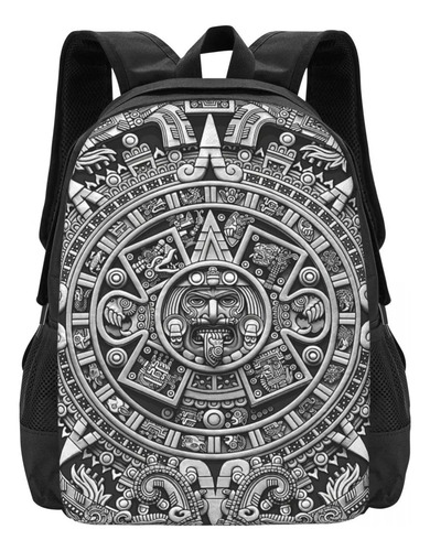 Aztec Calendar Sun Stone - Mochila En Escala Gris Para Color 9