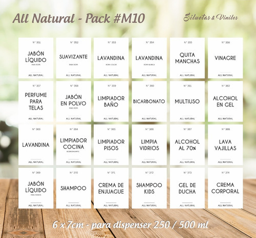 24 Etiquetas Limpieza All Natural Llega Hoy - Pack#m10