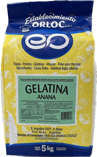 Gelatina De Anana Orloc X 5 Kg En Polvo