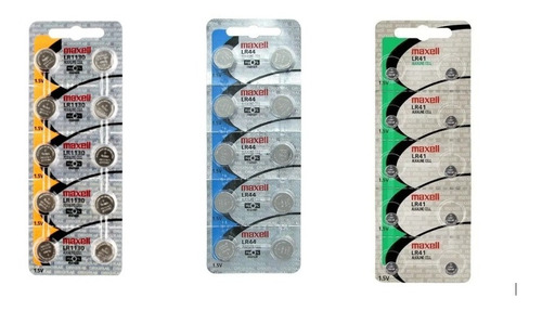 Pila Maxell Bateria Boton Y Mas Relojes Lr 41, Lr44, Lr1130