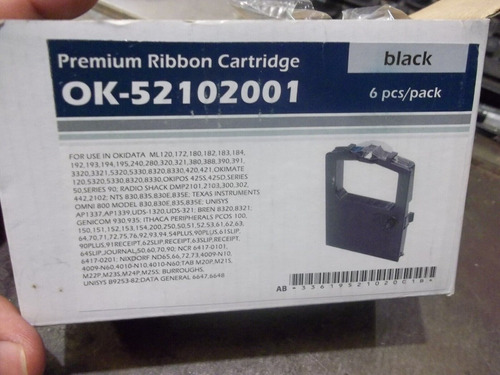 Lot Of 4 Nib Okidata Ok-52102001 Ribbon Cartridges Black Vvp
