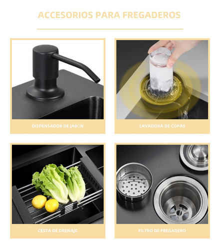 Fregadero De Cocina De Acero Inoxidable 80x45 Con Accesorios