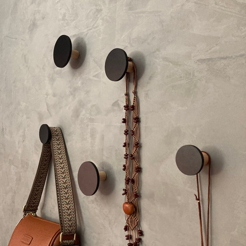 Kit 5 Ganchos De Parede Com 5 Tamanhos Mdf 6mm Laminado Cor Preto