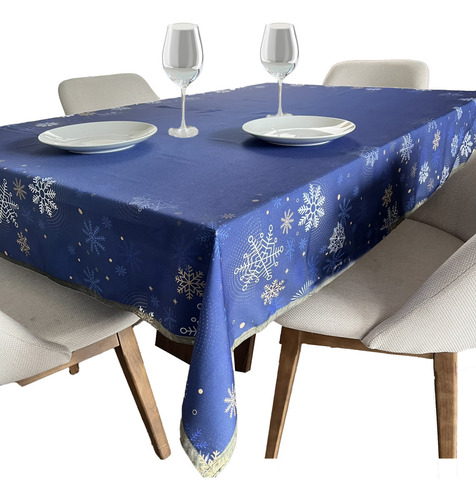 Mantel Para Mesa Cuadrada Navideño Béla Home 2mx2m (4sillas) Color Copos