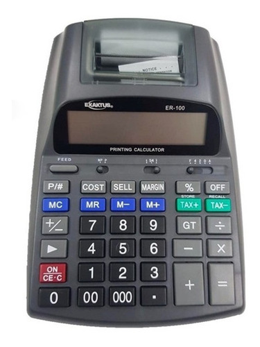 Calculadora Exaktus Er-100 Con Impresor Color Negro