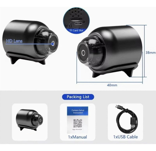 - Minicámara Wifi Inalámbrica X5 Hd1080p Con Grabación